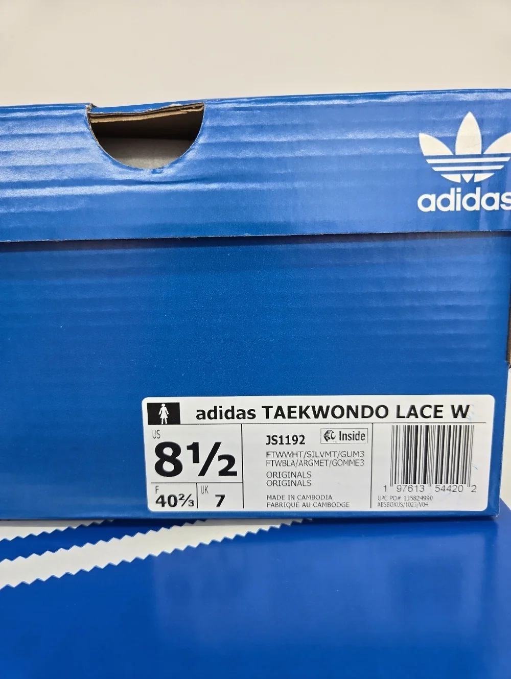 Adidas Women's Taekwondo JS1192 White Silver Metallic Gum Shoes Size 8.5 New